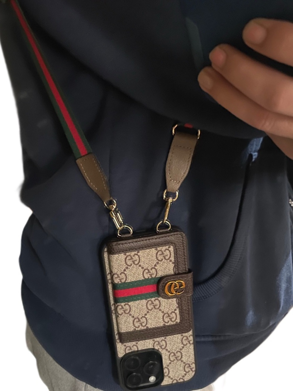 Monogram Wallet Phone Case Crossbody Strap Card Holder iPhone Case - Picture 6 of 7